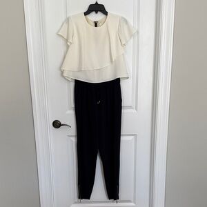 Ted Baker London Cream and Black Jumpsuit